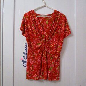 Chaus Printed Short Sleeve Top Size M